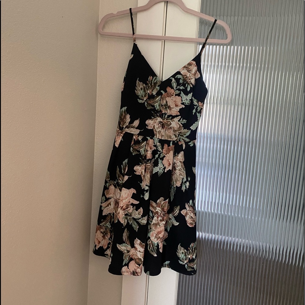 BLACK FLORAL DRESS, NOT SURE WHERE FROM